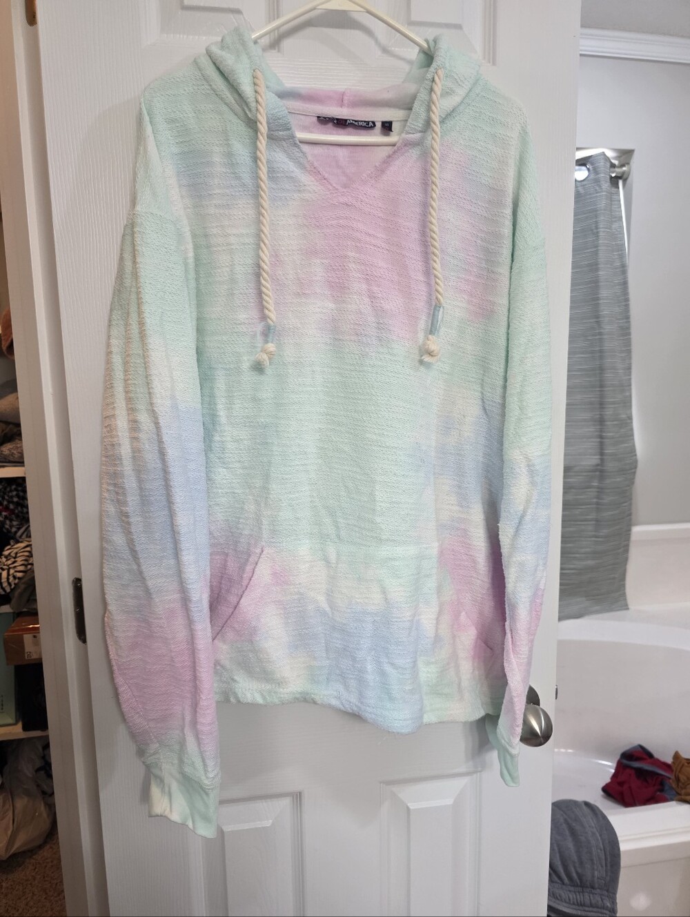 Tie-Dye Hooded Pullover Sweater - Pastel Multi
